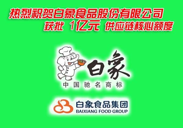 热烈祝贺白象食品股份有限公司获批1亿元供应链核心额度